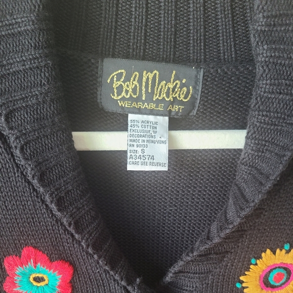 Bob Mackie Embroidered Button Down Duster Cardigan, Size Small - Picture 2 of 6